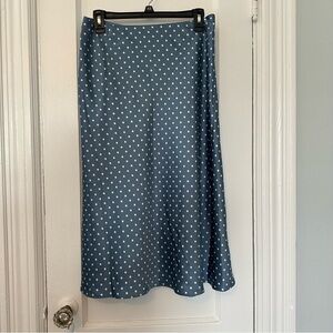 Lauren Ralph Lauren Black Label Size 10 P Blue Polka Dot Women's Midi Skirt New
